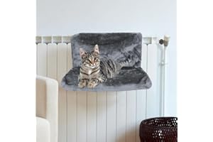 Aspect Pet Radiator Bed for Cats and Dogs | Cat Radiator hammock for Pets with Strong detachable Metal frame | Super Soft Plush Faux Fur Cat Hammock | Color - Grey