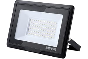 treoir 50w Flutlichtstrahler: 6000K Kaltweiß Superhell 5000LM IP66 Wasserdichter led strahler für Hinterhof/Stadion/Werkstatt Außenbeleuchtung