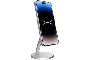 LULULOOK Soporte magnético para teléfono para iPhone 15/14/13/12, soporte de escritorio ajustable para teléfono celular compatible con iPhone 14/13 Pro Max /13 Pro/13/Mini/12 Pro Max /12 Pro(plateada)