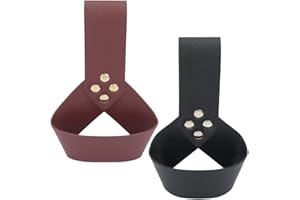 CALFOVERA Cinturón de Cuero Sintético Medieval para Espada, Funda de Cuero Renacentista con Forma de Anillo Redondo, Vaina de Rana Vikinga, Color Negro Y Marrón, para Adultos, Hombres, LARP, Disfraz