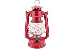 WISHOMEE Vintage LED Hurricane Laterne, warm weiß Batterie betrieben Laterne, antike Metall hängen Delaterne mit Dimmer-Schalter, 15 LEDs, 150 Lumen für Innen- oder Außennutzung (Rot)