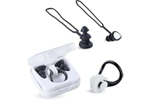 FMCOMMERCE Kit de Tapones Natacion y Pinzas Nariz Natacion para Niños y Adultos. Tapones Piscina y Pinzas Nariz Apnea de Silicona, Suaves y Cómodos. Incluye Cordones Anti Pérdida y Caja de Transporte