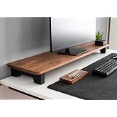 carpentray 100cm Long Wooden Computer Long Monitor Stand, Monitor Riser Desk Shelf Desktop Legs Stand TV Laptop Riser with Ke
