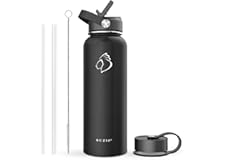 BUZIO Stainless Steel Water Bottle (Cold for 48 Hrs, Hot for 24 Hrs), 40 oz Vacuum Insulated Water Bottle with Straw Lid and 