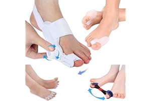 DOEOMK Alluce Valgo Correttore Set, 1x Regolabile Tutore Alluce Valgo, 2x Distanziatore Dita Piedi, 2x Separatore Dita Piede, 1x Alluce Valgo Cintura Allenamento, Adatto per piedi sinistro e destro