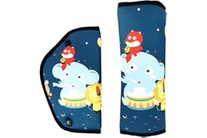 YAVO-EU Kinder Auto Gurtpolster, Auto Gurtschutz Gürtelkissen Schutzkissen Abnehmbar Ideal für jeden Gurt Autositzerhöhungen Kinder Fahrradanhänger Flugzeug Fahrrad (Animal Party)