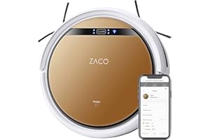 ‎ZACO ZACO V5x Saugroboter mit Wischfunktion, App & Alexa Steuerung, 8,1cm flach, automatischer Roboter, 2in1 Wischen oder Staubsaugen, für Hartböden, Fallschutz, mit Ladestation, Mit Wlan, 22 W, 65 Dezibel
