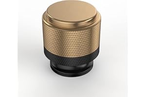 Amerdeco 10 Piezas Negros y Dorado Pomos y Tiradores de Cocina para Armarios, Tirador de Puerta en Aleación de Aluminio, Agujero Único UK0026