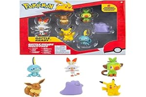 POKÉMON Pokemon - Set di 6 personaggi da 5 a 8 cm, Evoli, Pikachu e molto altro, con licenza ufficiale del Pokemon