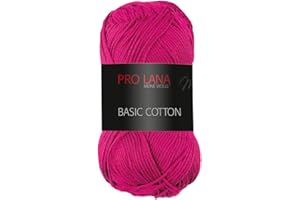 Frida's Wollhaus Pro Lana - 50 g de laine basique en coton pour tricot et crochet - 64 couleurs (34 - Fuchsia)