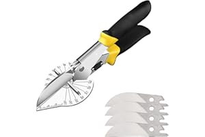 Sqxaldm ciseaux de coupe d'angle, ciseaux à onglets multi-angles précis réglables de 45 à 135 degrés pour des coupes précises dans les bandes décoratives, y compris 4 lames de rechange