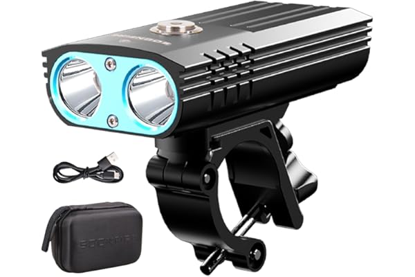 Soonfire FD39 Phare de Vélo 2500 Lumens | Lampe Avant Rechargeable USB C, Portée 177m | Étanche IPX6 pour VTT/Nuit | Montage Rapide sans Outil