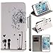 Produktbild Apple iPhone 7 / 8 Hülle, CLM-Tech Tasche aus Kunstleder mit Stylus silber Wallet Case - Schutzhülle mit Standfunktion und Kartenfach Flip Cover - Bookstyle Handy Flipcase Pusteblume Junge und Mädchen weiß schwarz, PU Ledertasche für iPhone 7 Hülle, iPhone 8 Lederhülle