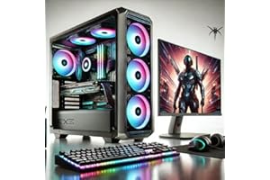 ASC TECHNOLOGY ASC Ryzen Gaming PC Bundle, AMD Ryzen 5 4500, GTX 3050 6GB Graphics, 16GB RAM, 256GB SSD + 1TB HDD, 500W 80+ PSU, WiFi, Windows 11, Black 6 Fan RGB Case, 22" Monitor