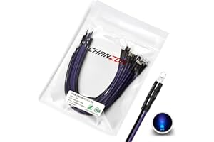 CHANZON [Fil UL] 20 pcs Pré-câblés 3mm violettes LED Diode Lumières (lentille transparente ronde transparente DC 12V) avec 560 ohms 1/4 W Résistance et 24 AWG Fil Diodes électroluminescentes