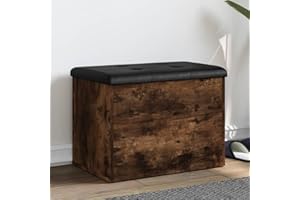 Willood Sitzbank mit Stauraum, Bank Gepolstert Sitzhocker Schuhbank, Truhenbank Polsterbank Aufbewahrungsbox für Wohnzimmer Flur, Räuchereiche 62x42x45 cm Holzwerkstoff
