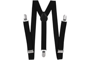 axy Kinder Jungen Hosenträger-Y Form breit 2,5 cm mit 3 Starken Clips, kombinierbar mit Fliege - Uni Farben HTK25-1