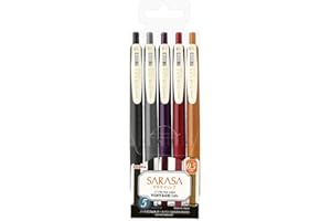 ZEBRA Sarasa Clip Gel Ink Ballpoint Pen 0.5mm, Rubber Grip, Vintage Colors, 5 Colors Set 2 (JJ15-5C-VI2)