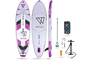 WATTSUP - Sup Stand Up Paddle Gonflable Jelly 9.5' - PB-WJLY96 - Planche Gonflable Dropstitch avec Pack Pagaie, Leash, Pompe, Sac de Transport et Kit - Jusqu'à 90kg - Volume 220l - 290x76x13cm