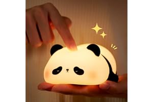 AmmToo nattlampa barn panda dimbar timer, pekstyrning silikon baby, USB-uppladdningsbar söt lampa, barnrum dekoration (panda