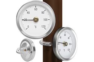 MALATEC Clip-auf Rohr Thermometer Heißwasserthermometer Bimetall Temperaturanzeige und Feder 8122