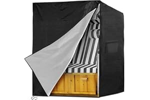 TOKENHIGH Strandkorb Schutzhülle,900D Oxford Stoff Strandkorbhülle,Wasserdicht Strandkörbe Abdeckung,UV Beständig Abdeckhauben für Strandkörbe Winterfest (135*105*175/140cm)