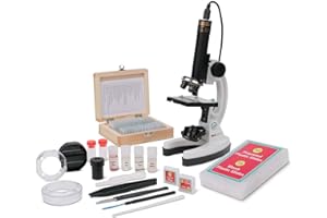 AmScope m40-ps25w iqcrew da kid premium 85+ pezzo microscopio, macchina fotografica a colori e software kit di interactive kid with professionale 25-piece preparati set di diapositive