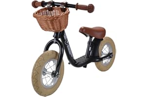 ‎BANDITS & ANGELS Bandits and Angels - Laufrad Retro mit Weidenkorb und Luftreifen (Schwarz)