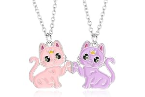 JEYORZY 2er-Set Beste Freunde Ketten, Freundschaftsketten, Katzenkette, Freundschaftskette für Mädchen, tolle Geburtstagsgeschenke, für Mädchen Geburtstag Geschenke Anhänger Kette, Rosa Lila