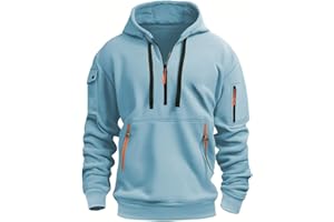 MEDUOLA Sudadera con Capucha para Hombres Suéter con Cremallera de Manga Larga Sudaderas de Color Sólido Grueso Cálido