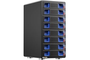 CENMATE Carcasa Discos Duros 8 bahías con Ventilador para 2,5/3,5 HDD/SSD SATA con USB A/C 3.0, Compatible con Intercambio en Caliente, ampliación en Cadena, Carcasa HDD sin Herramientas, Das