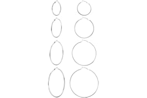 JeweBella 4 Paires Boucles d'Oreilles Créoles Femme Argent en Acier Inoxydable Grand Cerceau Tendance Bijoux Femme Argent Anneau Boucle d'Oreille pour Femme Fille Cadeau