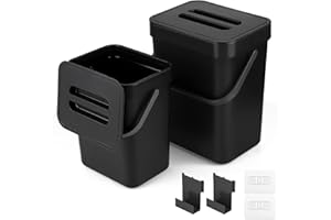 lalago Secchio per il compost da cucina (5L+3L), Bidone per rifiuti organici sospeso, Contenitore sospeso con coperchio per cucina, bagno, auto, ufficio, camera da letto (Nero)