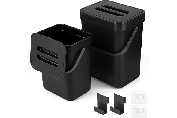 Lalago komposthink kök (5 l + 3 l) hängande organiskt avfallshink med lock för kök, badrum, bil, kontor, sovrum