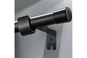 Venwemong Barra de Cortinas Ajustable de Acero Inoxidable - con Soportes y Terminales en Forma de Cilindro - Ideal para Cortinas - Estilo Moderno y Elegante,Negro,90-175CM(1 Pieza)