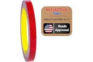 SOLNIT Nastro riflettente riflettente, nastro di avvertimento di sicurezza, pellicola riflettente impermeabile, per auto, motociclette, casco, bicycle, prodotto con diamanti di 3 m (rosso, 5 mm x 5 metri)
