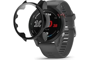 KUSINHOKA Funda para Garmin Forerunner 255 con Protector de Pantalla Cristal Templado, HD [Anti-Arañazos] Protección Completa PC Protectora Carcasa para Garmin Forerunner 255, Negro