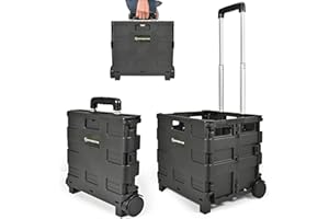 NORTHERN STONE Carrello Pieghevole per Spesa, Carrello Portabagagli con Manico Telescopico Regolabile in Alluminio, Trolley Pieghevole per Shopping, Giardino e Campeggio (Nero)