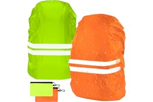 flintronic Housse de Sac à Dos, 2 Packs Couverture Anti-Pluie Impérmeabile, Housse de Protection Réfléchissante Étanche Anti-Poussière Résistant à l'abrasion pour Camping Randonnée Voyage Cyclisme