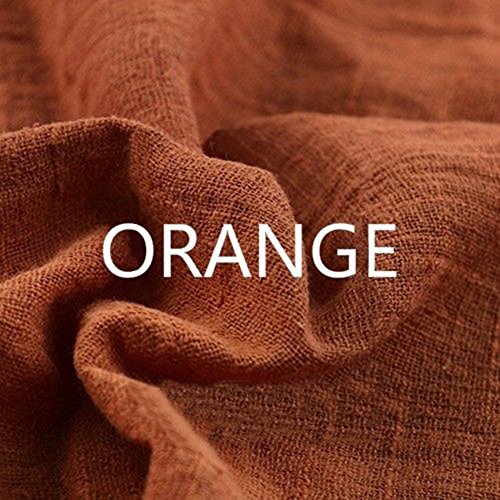 Youmu lino cotone tessuto materiale organico naturale puro lino Cambric Eco DIY vestiti, 129,5 x 99,1 cm, Orange, 1 meter/51" x 39"