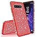 Produktbild Sycode Strass Diamant Bling Glitzer Überzug Silikon Hülle Case Durchsichtig Schutzhülle für {Samsung Galaxy S10e} Kristall Glänzend Bumper Case HandyHülle-Rot