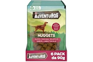 PURINA ADVENTUROS Snack per Cani Adulti Bocconcini con Cinghiale 6 Confezioni da 90g