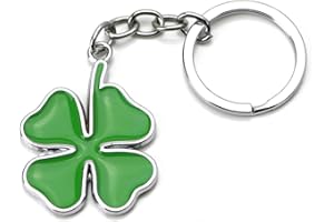 YIiNOo Finition Chromée Le Porte-clés Porte-clés Trèfle à Quatre Feuilles Porte-clés Porte-clés (Vert)