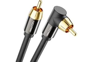 deleyCON 3,0m Subwooferkabel - Vinklad Kontakt - RCA Cinch Koaxialkabel - för Subwoofer, AV-Receiver, HiFi-Förstärkare, HiFi-Anläggningar, Soundbars, Aktiva Högtalare - Nylon