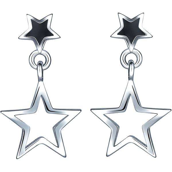 HinDaLi 2 Paires Boucles D'Oreilles Argent 925 - Étoiles Et Fleurs Bleues, Clous Pour Femme Fille