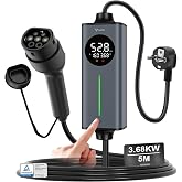 GONEO Electric Car Charger Type 2 Schuko Single Phase 16A 3.68KW 5M | Temperature and Ground Sensing | AC 30mA+DC 6mA Protect