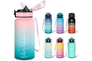 Motswedi Borraccia con Cannuccia, 0.5L Senza BPA, Adatto Gassato, Borraccia Motivazionale, A Prova di Perdite, Bottiglia Acqua, per Scuola, Palestra, Campeggio - Rosa&ciano