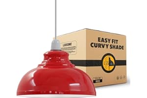 LEDSONE Retro Red Metal Ceiling Lampshade 29cm Easy Fit Modern Hanging Pendant Lightshade for Bedroom Dining Room Hallway Office Industrial Kitchen Restaurant Bar