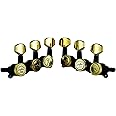 Guyker Guitar Locking Tuners (3L + 3R) - 1:18 Lock String Tuning Key Pegs Machine Head Replacement for ST TL SG LP Style Electric, Folk or Acoustic Guitars - Gold+Black