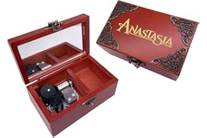 Youtang, Carillon musicale in legno con specchio con incisione al laser, motivo di Anastasia, regalo musicale per donne e uomini, fidanzati (melodia: Once Upon A December, movimento argento)